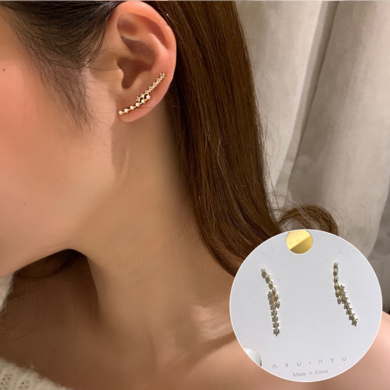Bông Tai Đính Ngọc Trai Kim Cương Nhân Tạo Thời Trang Hàn Quốc