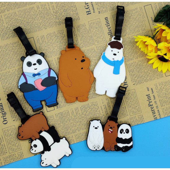 Bao đựng thẻ ba anh em gấu silicon BĐT15 tag hành lý bare bear hoạt hình