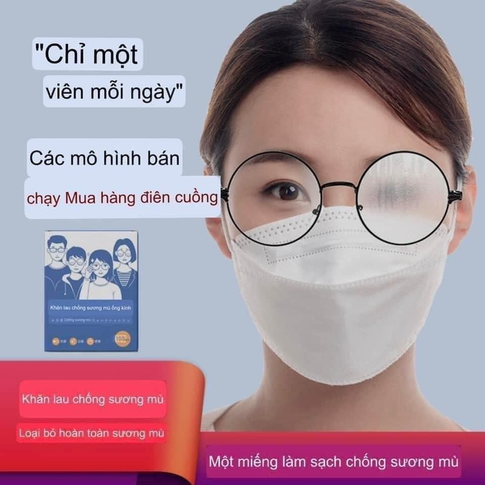 Khăn lau kính Nano hộp 100 miếng khăn giấy chống bám hơi nước, vân tay, bụi bám