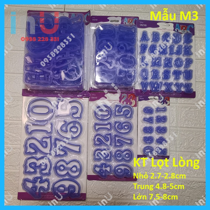 HCM - Khuôn cutter chữ cái, chữ số làm bánh quy, cắt fondant chữ trang trí bánh kem, bánh cupcake