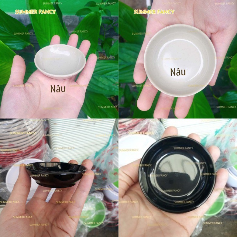 chén tương 6.5 x 1.7 cm melamine phíp chén chấm đen, trắng, nâu, xanh mù tạt sushi nhà hàng quán ăn - small bowl F-T27