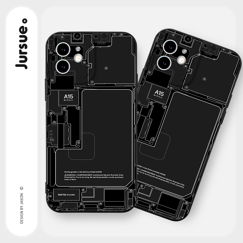 Ốp lưng JURSUE mềm chống bẩn hình độc lạ đen Cho iPhone 14 13 12 11 Pro Max SE 2020 X XR XS 8 7 ip 6S 6 Plus Y2233