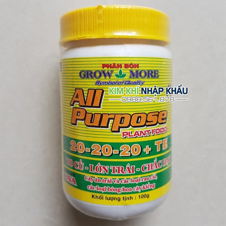 Phân bón lá cao cấp All Purpose  20-20-20+ TE 100g - T17