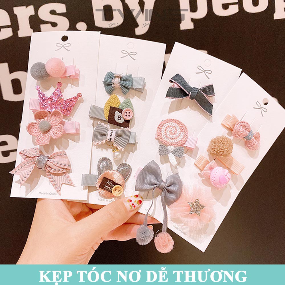 Set 3 kẹp tóc SK105 nơ dễ thương, cute, xinh đẹp phong cách Hàn Quốc cao cấp làm phụ kiện tóc cho bé gái