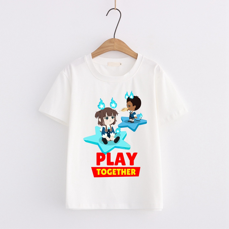 Áo thun cho bé in hình Play Together màu trắng đủ size cho bé trai bé gái