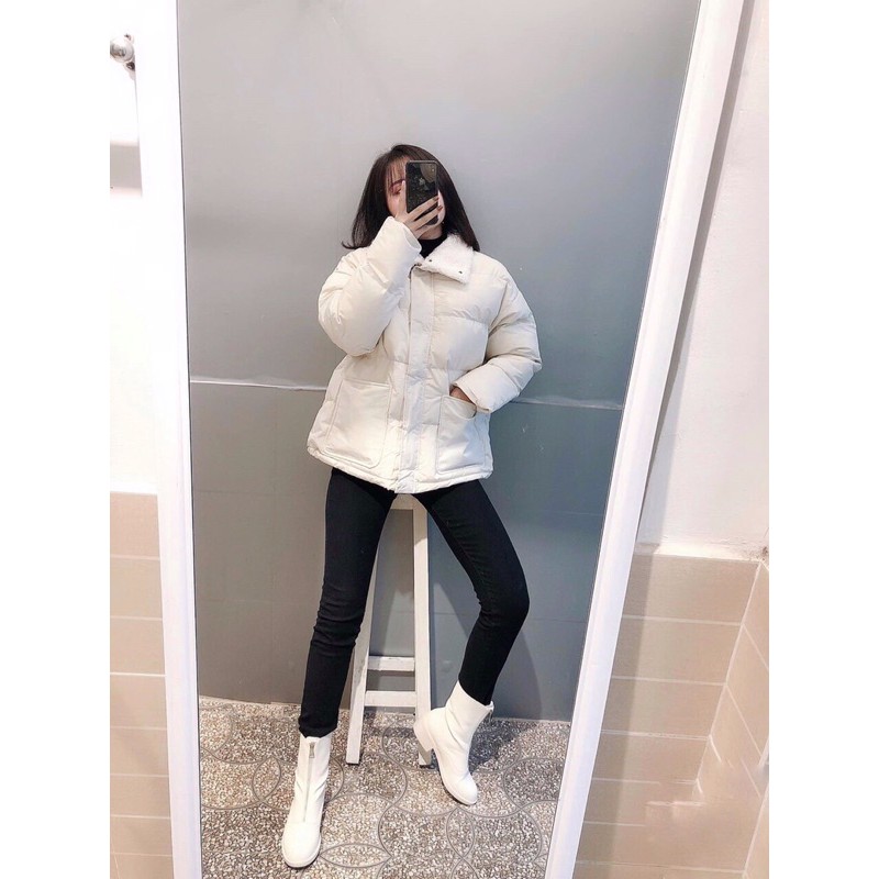 ÁO PHAO TÚI HỘP CỔ LÔNG