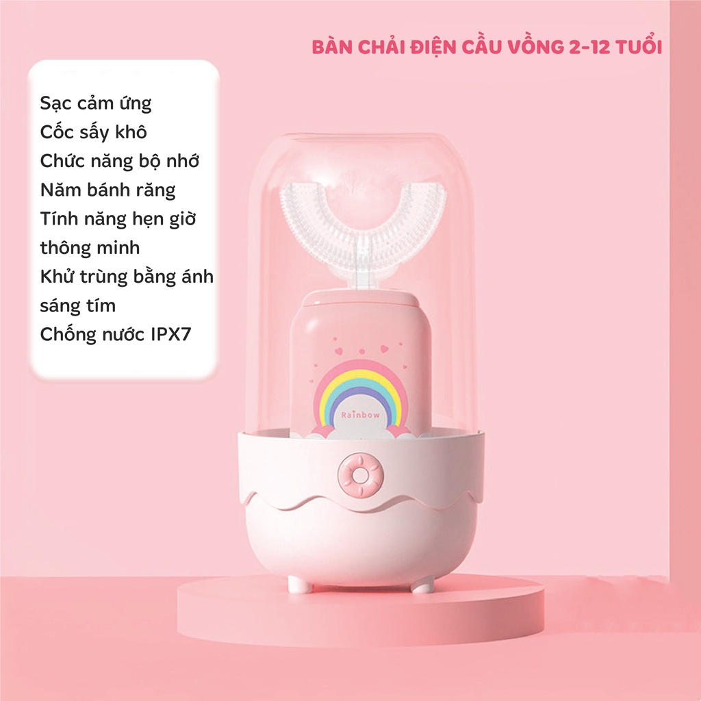 Bàn chải điện cho bé Dreamer, Bàn chải điện trẻ em chữ U cho bé từ 2-12 tuổi - Giúp bé vệ sinh răng miệng tự động