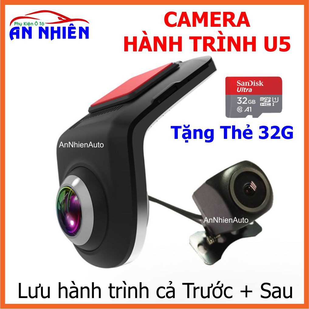 Camera Hành Trình Trước Và Sau U5 Dùng Cho Màn Hình DVD Android - Ghi Hình Cả 2 mắt Trước + Sau, Camera Lùi De