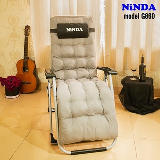 Ghế xếp thư giãn NiNDA G830M tặng khay để ly, có đệm Khoá sắt chắc chắn, khung thép tròn, tải trọng 200kg