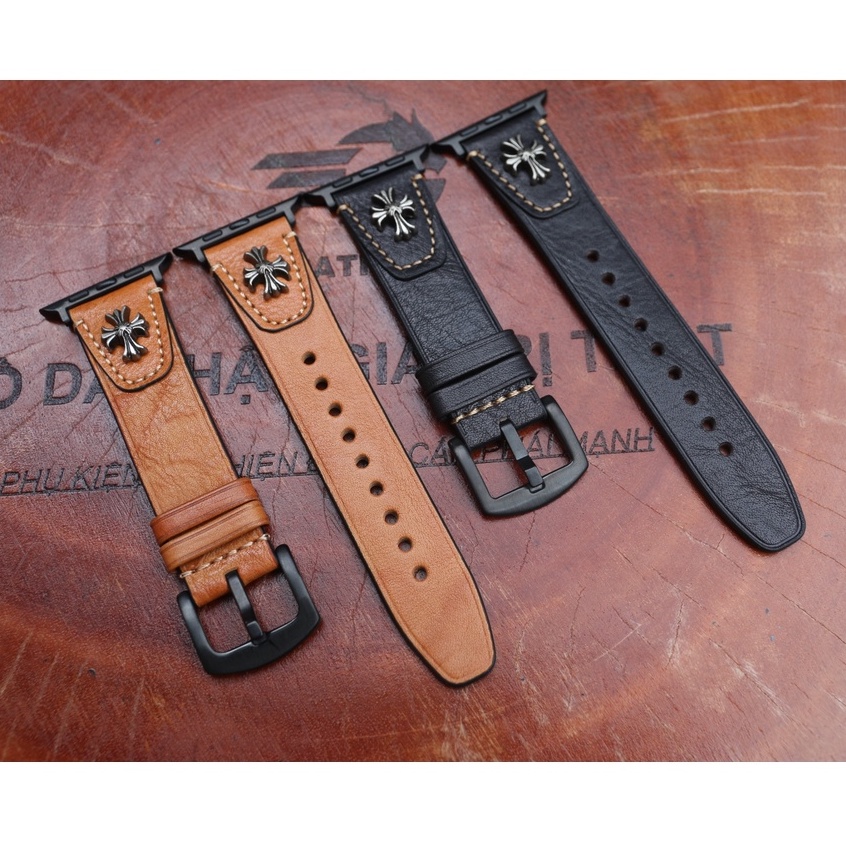 Dây da cho đồng hồ AW Da Bò Pullup Rivet chữ thập Khóa Thép 316L Dành Cho Series SE 7| 6 | 5 | 4 | 3 | 2 | 1