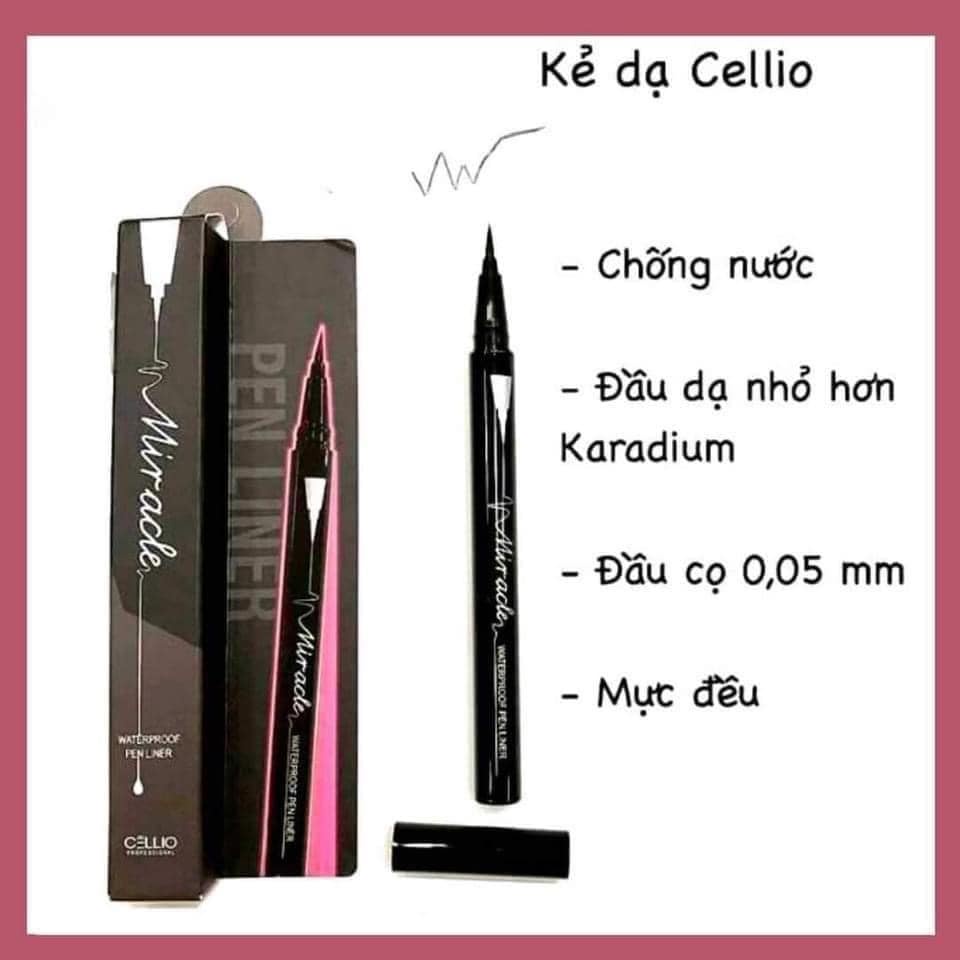 Bút Kẻ Mắt Dạ Cellio Không Lem Không Trôi Miracle Waterproof Pen Liner Hàn Quốc