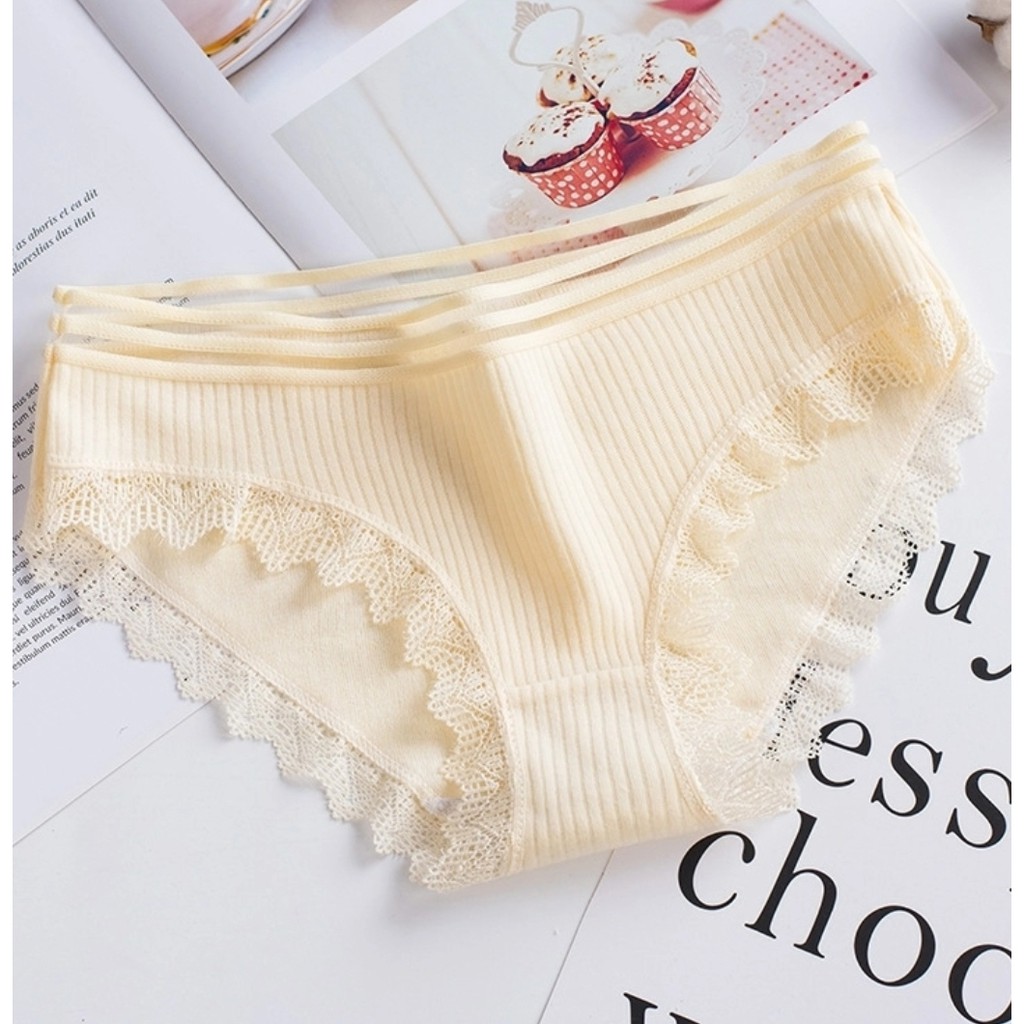Quần Lót Nữ Sexy Viền ren chất cotton kháng khuẩn màu ngẫu nhiên