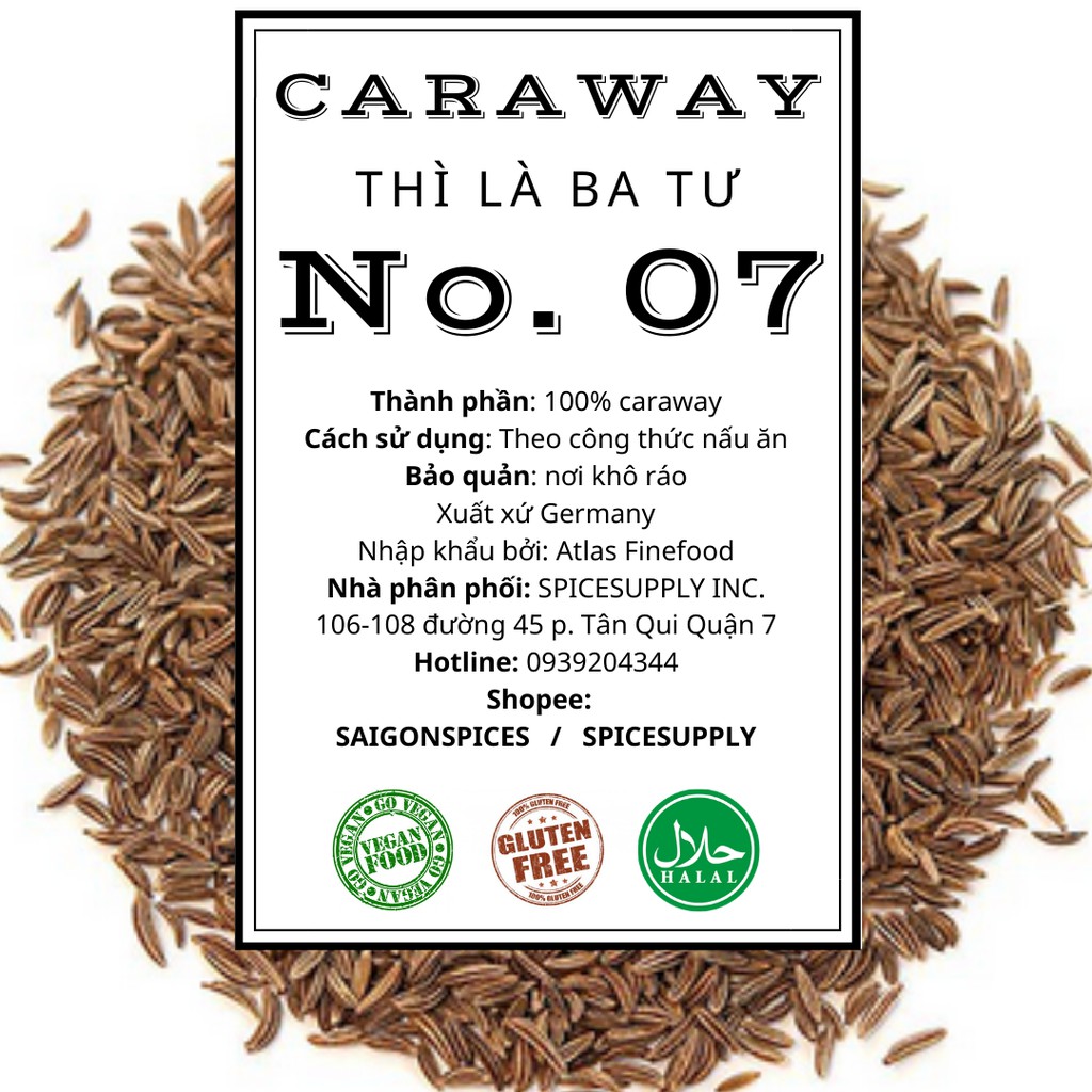 Caraway whole - Thì Là Ba-Tư SPICESUPPLY Việt Nam hạt hũ 80g