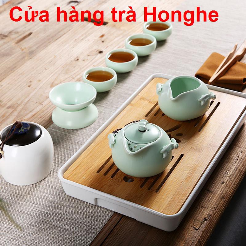mocbotại nhà khay trà kung fu đơn giản, bộ ấm trà, bàn nhỏ kín nước, chứa tre Nhật, đĩa ngâm amine khô