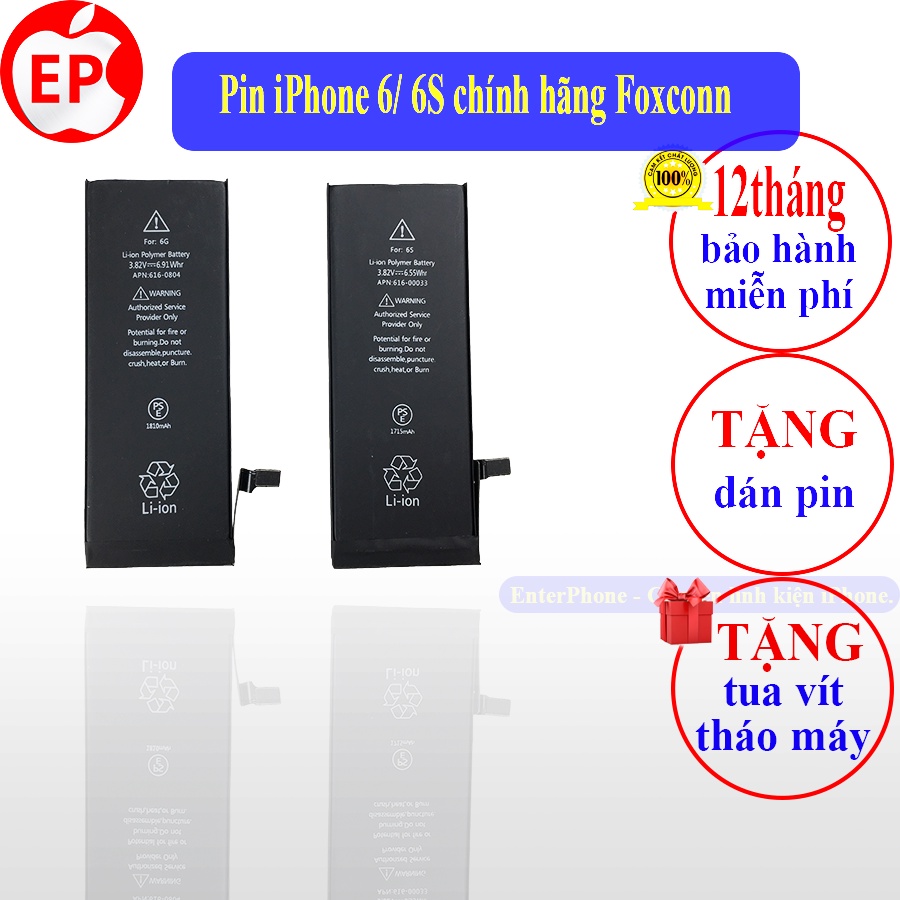 Pin iPhone 6/ 6S chính hãng Foxconn bảo hành 12 tháng.