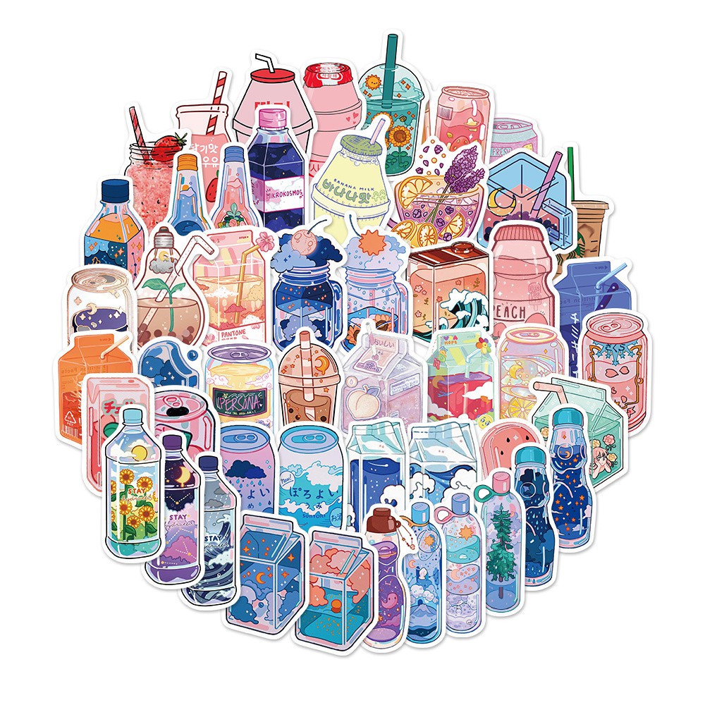 Sticker chống thấm nước Bình nước 50 chiếc dán nón bảo hiểm, laptop, vật dụng,…