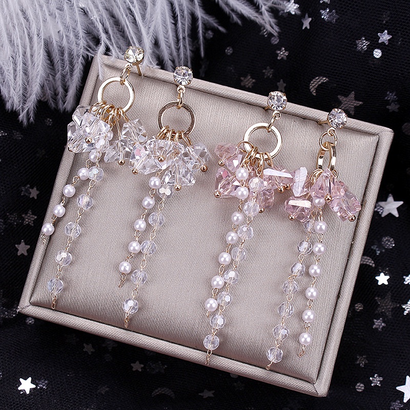 Đôi Bông Tai Dáng Dài Đính Ngọc Trai Nhân Tạo Thời Trang Cho Nữ