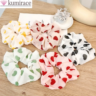 Kumirace new fabric dot hair loop tie horse tail rope hair band fashion elastic love Chiffon large ring