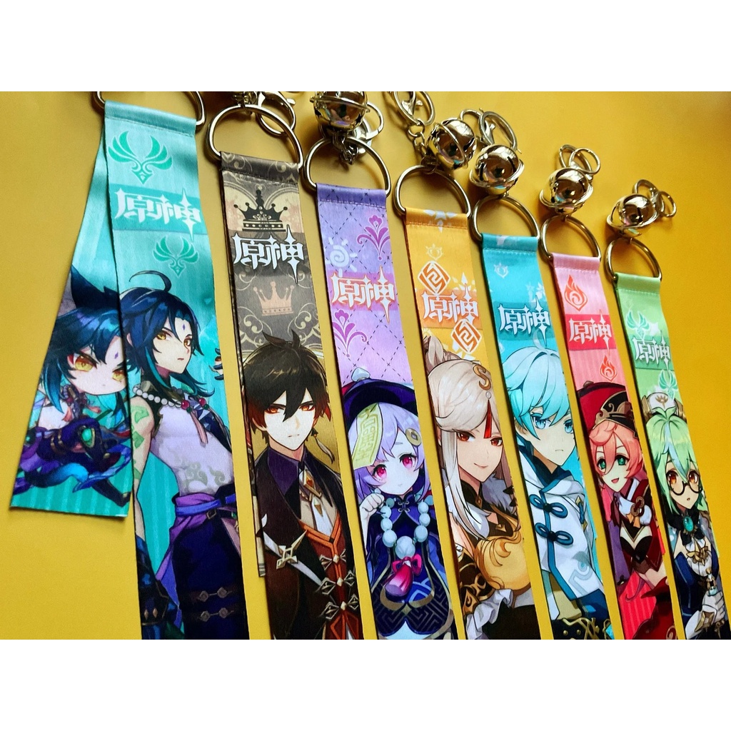 Móc khóa Genshin Impact dây vải kèm chuông đủ nhân vật Yae Miko Kazuha Zhongli Xiao Keqing Ei Shogun -  GSK148