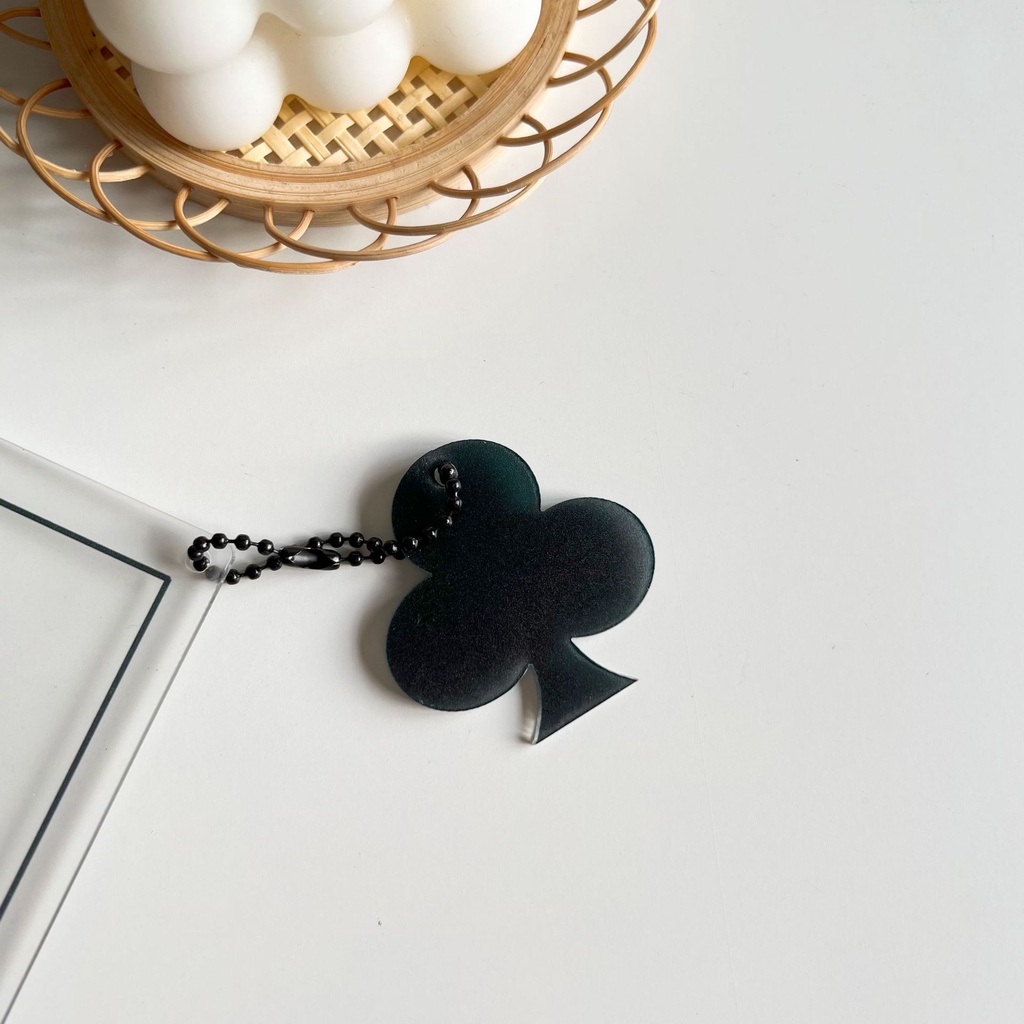 Peach Transparent poker pattern pendant Peach heart key chain pendant