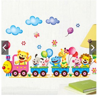 Decal dán tường  hình xe lửa bong bóng