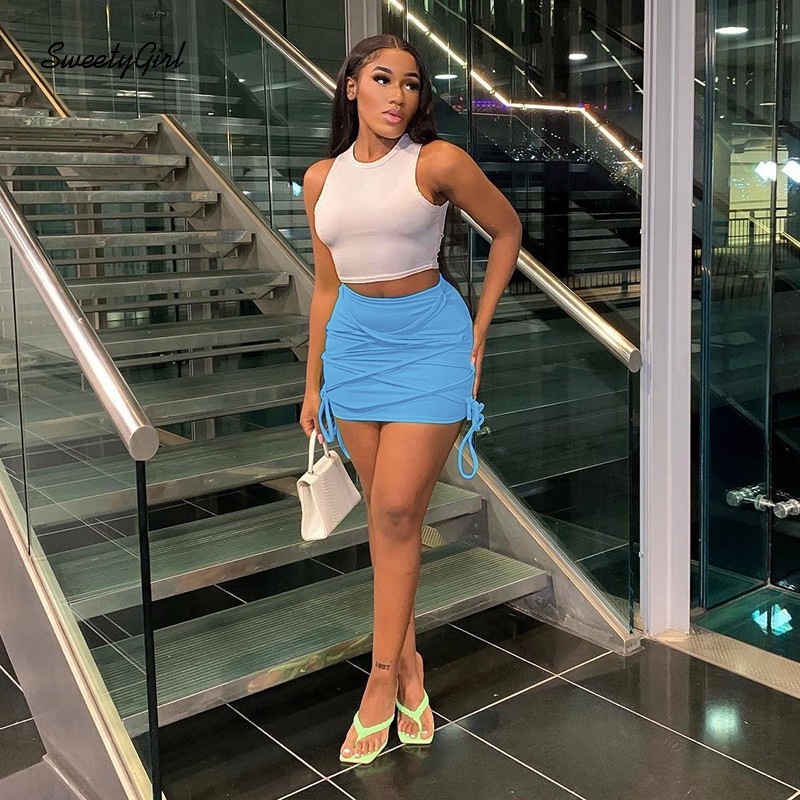 Chân Váy Mini Lưng Thấp Màu Trơn Đính Nơ Thời Trang 2022 Quyến Rũ Cho Nữ