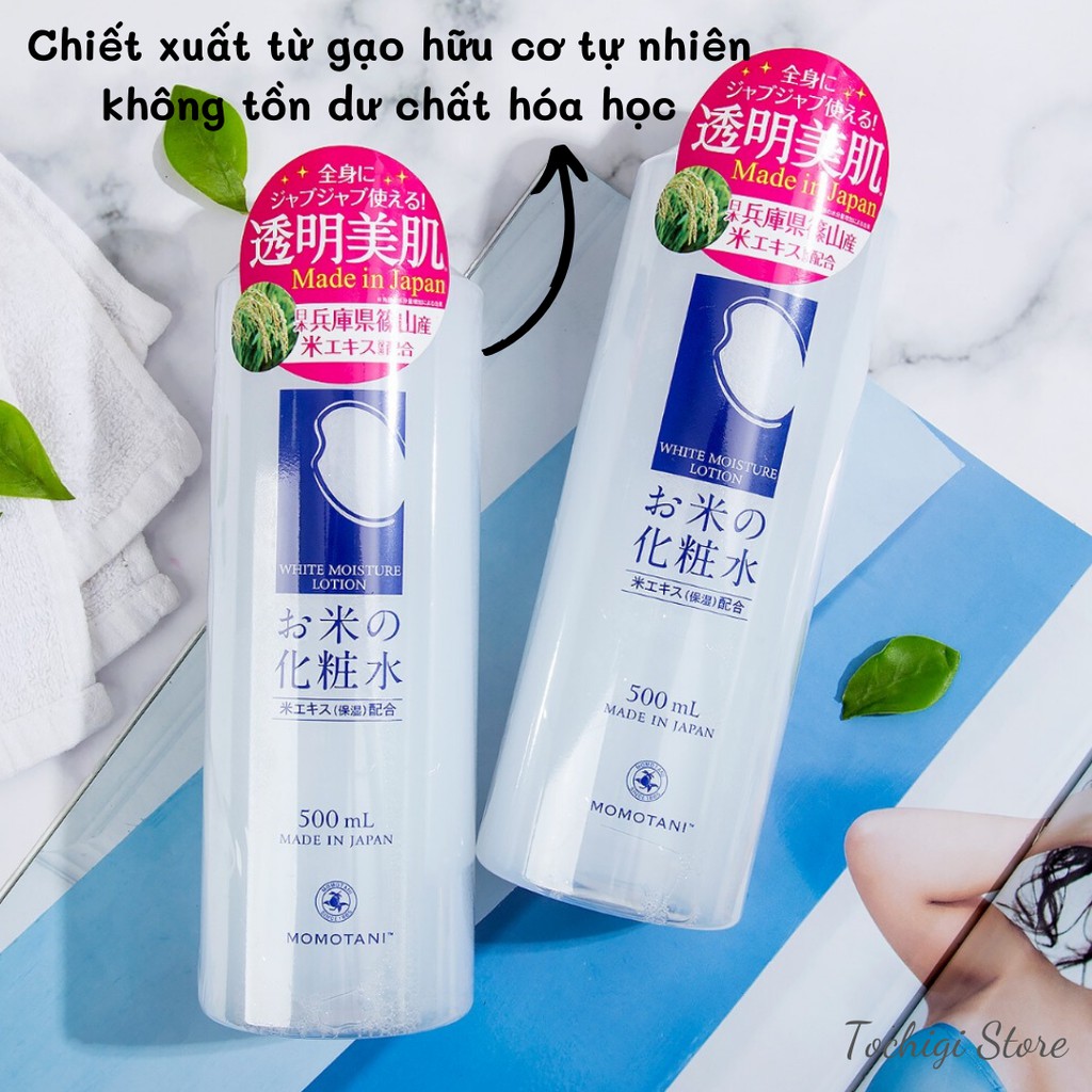 Nước hoa hồng dưỡng sáng da MOMOTANI White Moisture Lotion 500ml Nhật Bản