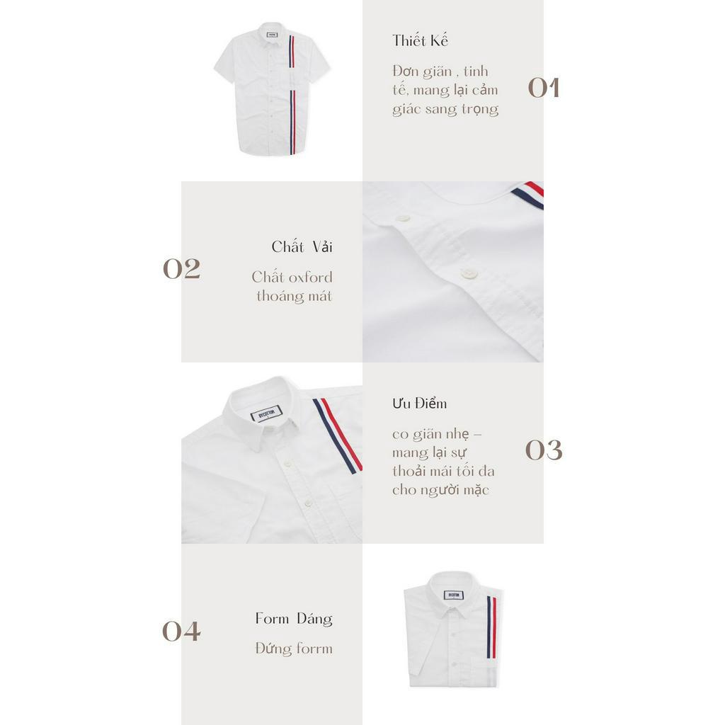 Áo Sơ Mi Nam Ngắn Tay Phối Sọc BY COTTON Short Sleeve With Tape Oxford Shirt