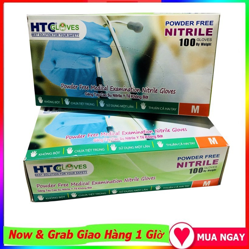 GĂNG TAY - BAO TAY CAO SU Y TẾ HTC, VGLOVE HỘP 100 CÁI