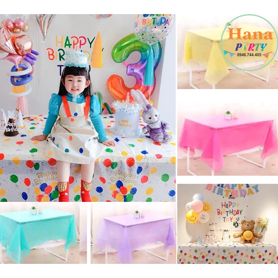 Khăn trải bàn Vải 1m5, nilon 1m3 x 1m8 trang trí bàn tiệc sinh nhật Phụ kiện trang trí bàn tiệc sinh nhật happy birthday