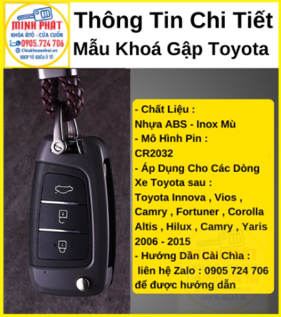 Chìa Khoá Gập Xe Toyota Innova, Vios, Fortuner, Camry, Corolla Altis, Yaris, Hilux