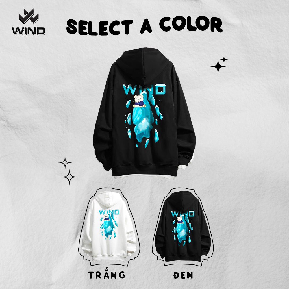 Áo hoodie form rộng WIND unisex nỉ bông HD22 Tuyết thời trang nam nữ oversize ulzzang