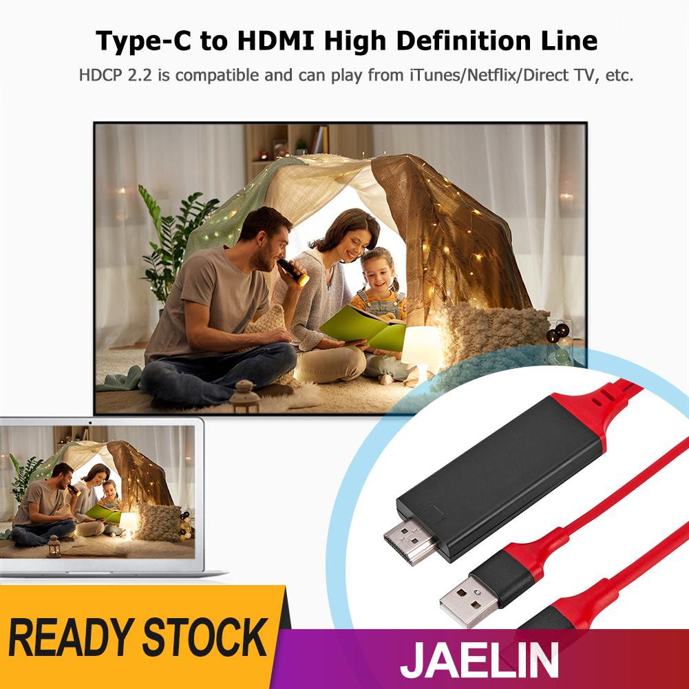 Cáp Chuyển Đổi 2m Type C + Usb Sang Hdmi-Compatible 4k Cho Điện Thoại / Hdtv