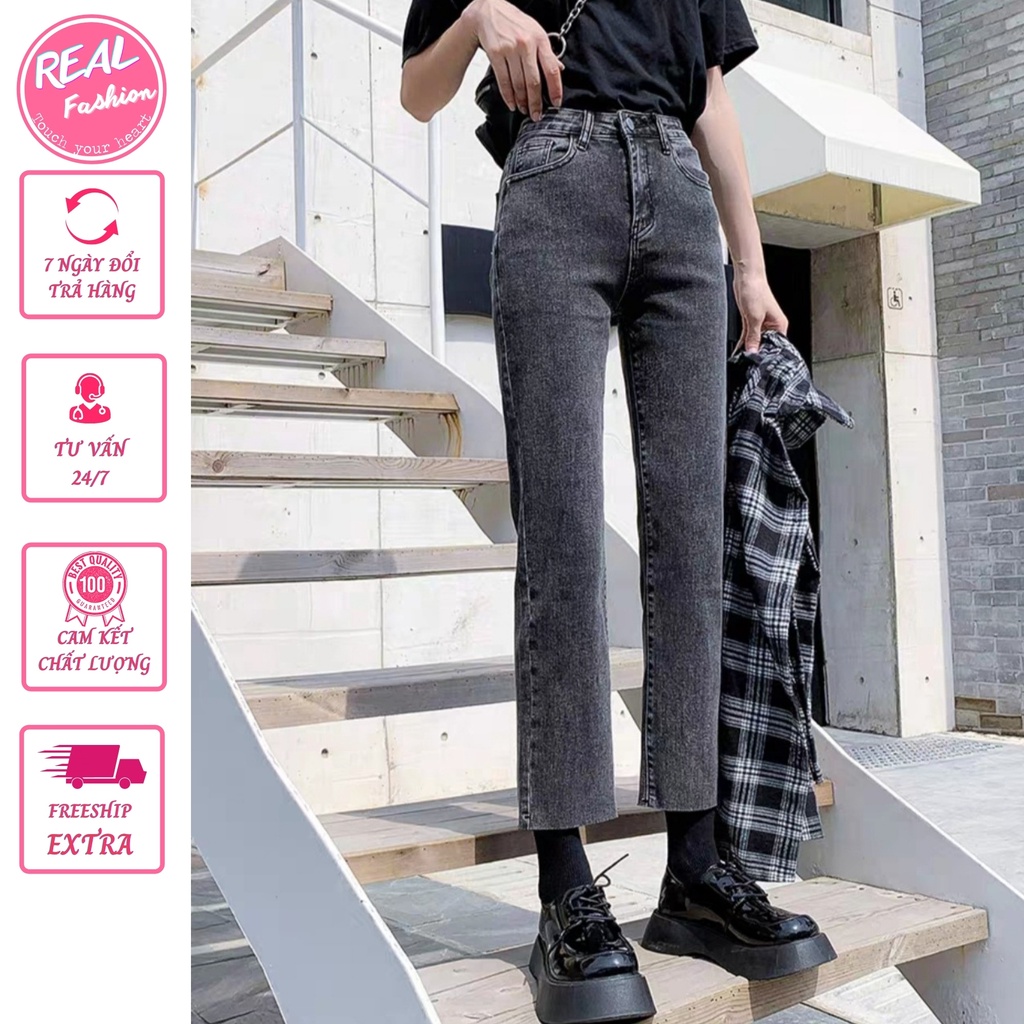 Quần Jean Nữ Ống Đứng 3 Màu, Cạp Cao, Co giãn tốt Real Fashion | WebRaoVat - webraovat.net.vn