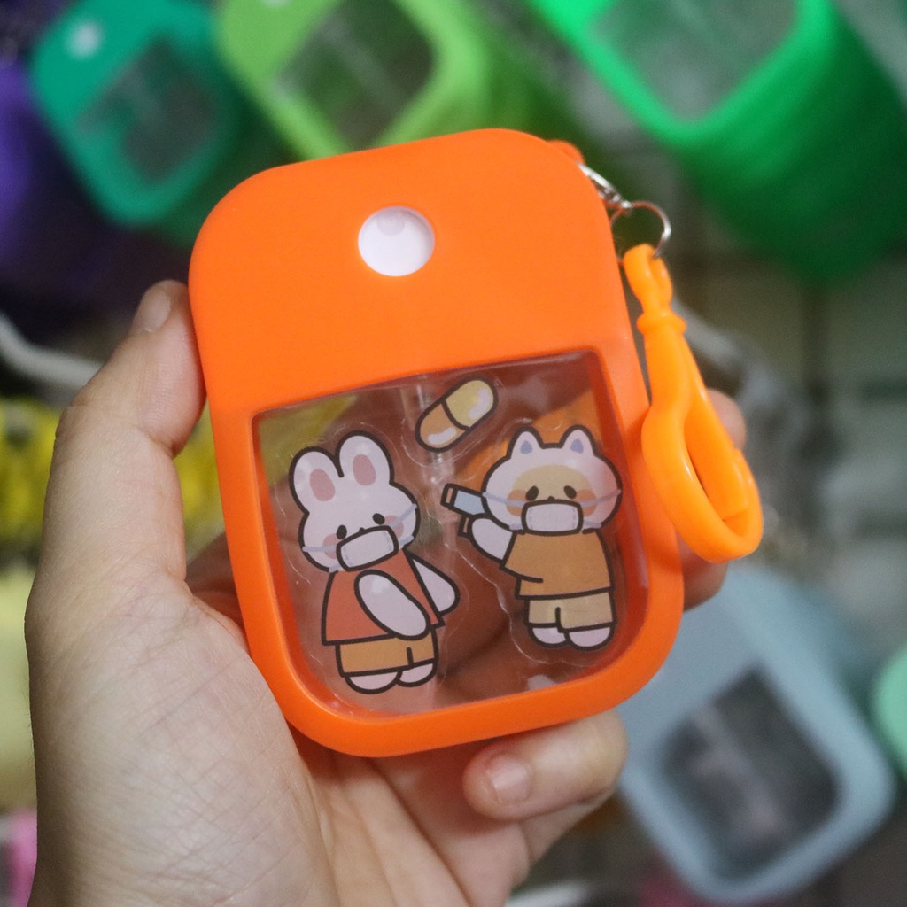 Bình xịt mỹ phẩm chiết nước hoa nước rửa tay chai xịt cồn phun sương 38ml viền silicon móc khóa balo túi xách tiện dụng