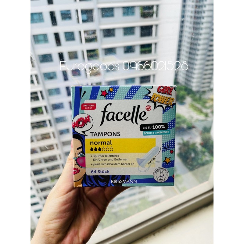 Băng vệ sinh dạng ống ⚡ CAO CẤP ⚡ Băng vệ sinh Tampon Facelle Đức- ĐỦ SIZE siêu tiện lợi
