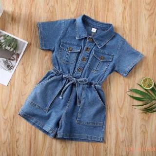 Bộ áo liền quần vải jean xinh xắn cho bé gái