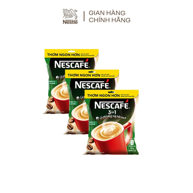 Combo 3 bịch Nescafé 3in1 cà phê rang xay hòa tan đậm vị cà phê (Bịch 46 gói x 17g)