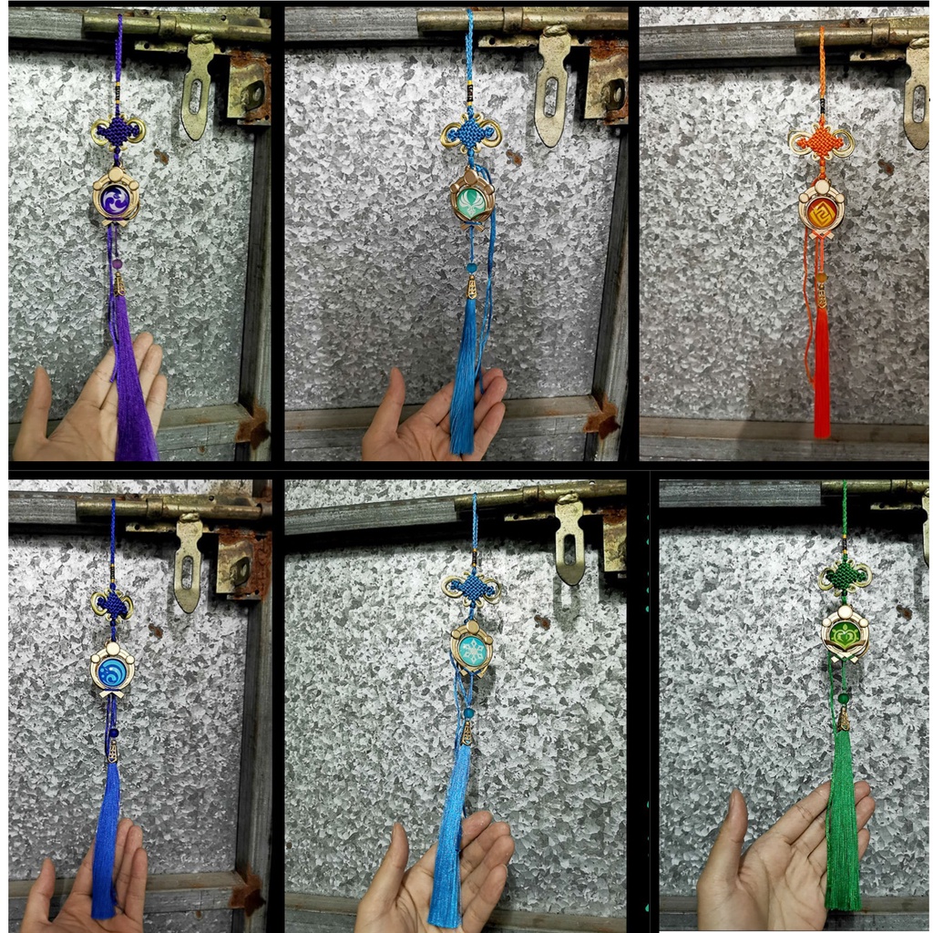 Móc khóa dạ quang vision genshin impact họa tiết nơ