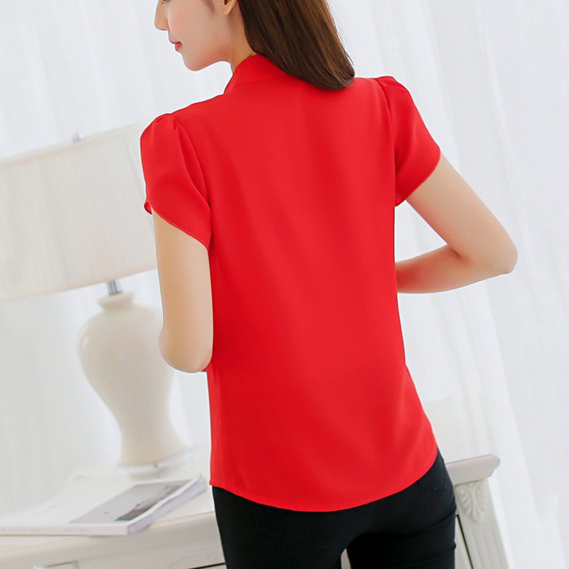 FREESHIP ĐƠN 99K_ Áo Chiffon Cổ Chữ V Ngắn Tay Kiểu Hàn Quốc