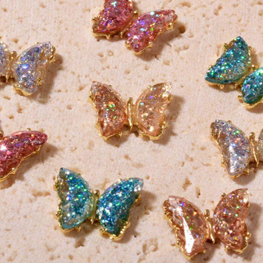 Hộp Kim Tuyến Bằng Nhựa Resin Trong Suốt Hình Bướm Phong Cách Nhật Bản Trang Trí Móng Tay DIY