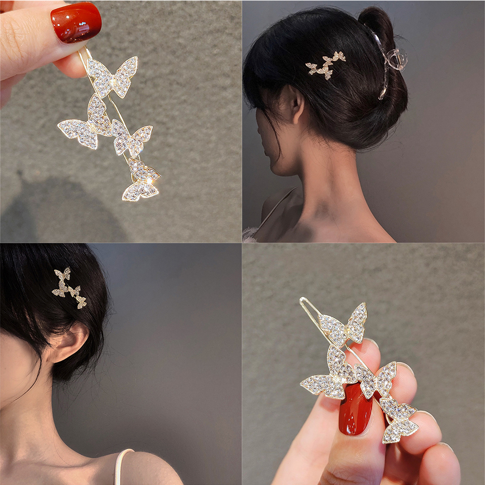 Kẹp tóc hình bướm đính đá thời trang Hàn Quốc
