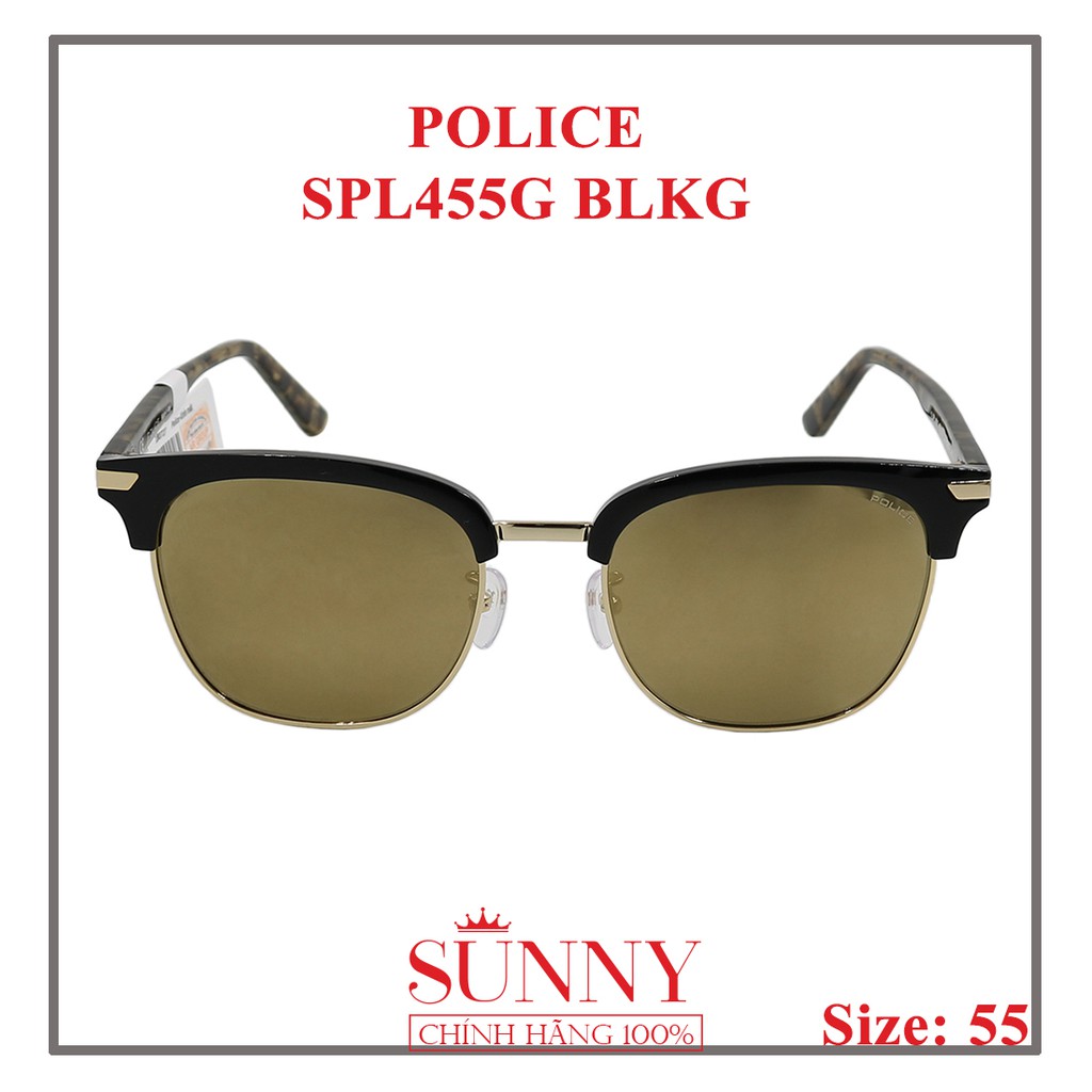 Kính mát Police chính hãng SPL455G 55 BLKG màu sắc thời trang, thiết kế dễ đeo bảo vệ mắt