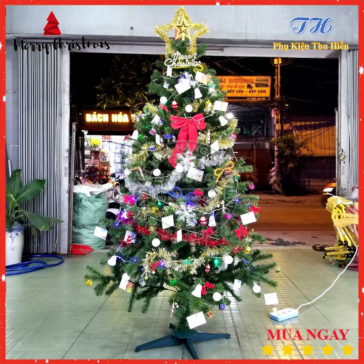 Cây thông noel 1m8 trang trí giáng sinh cho nhà cửa, phòng khách, phòng ngủ Full phụ kiện trang trí (180cm)