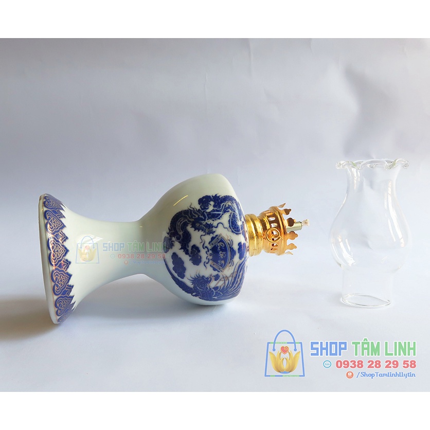 Đèn dầu thờ cúng, đồ thờ cúng gốm sứ Bát Tràng đủ cỡ tặng bóng đèn bền đẹp sáng bóng - Shoptamlinh