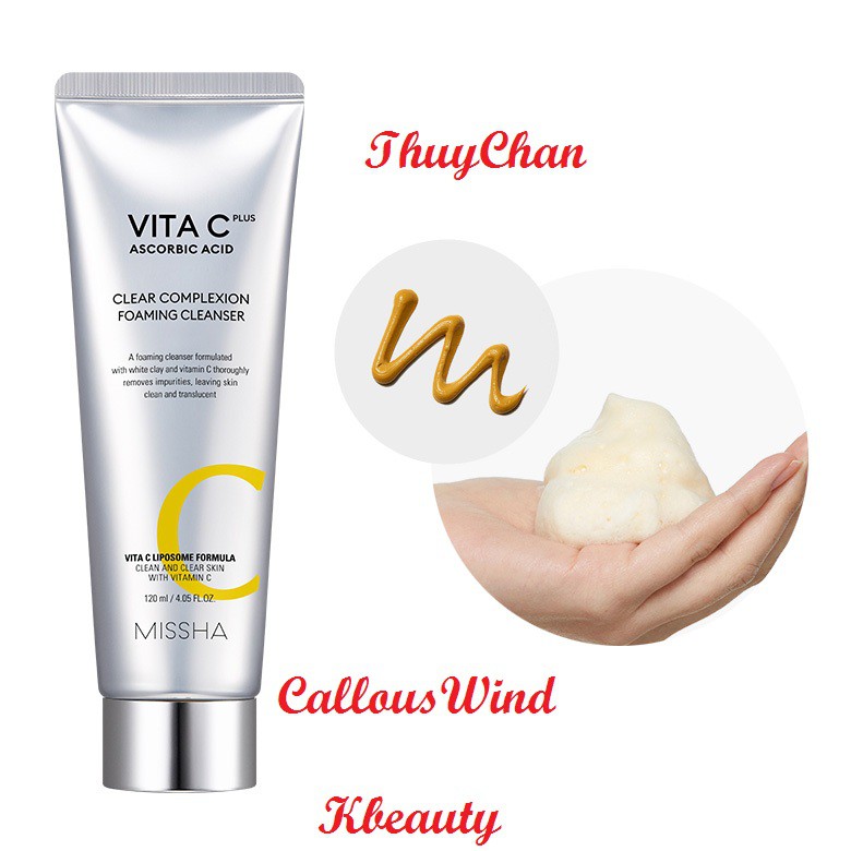 (MISSHA) Sữa rửa mặt Missha Vita C Plus Clear Complexion Foaming Cleanser 120ml