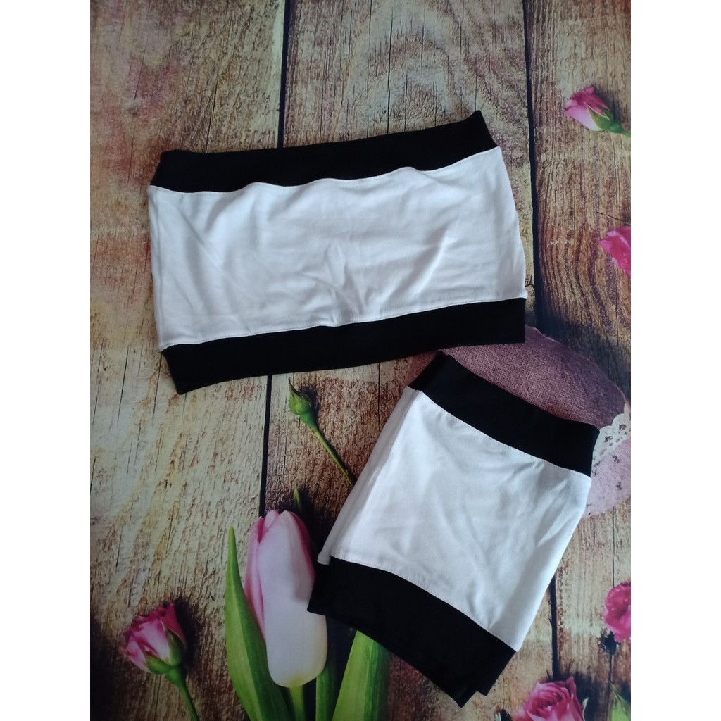 Áo ống phối viền đen Body sexy