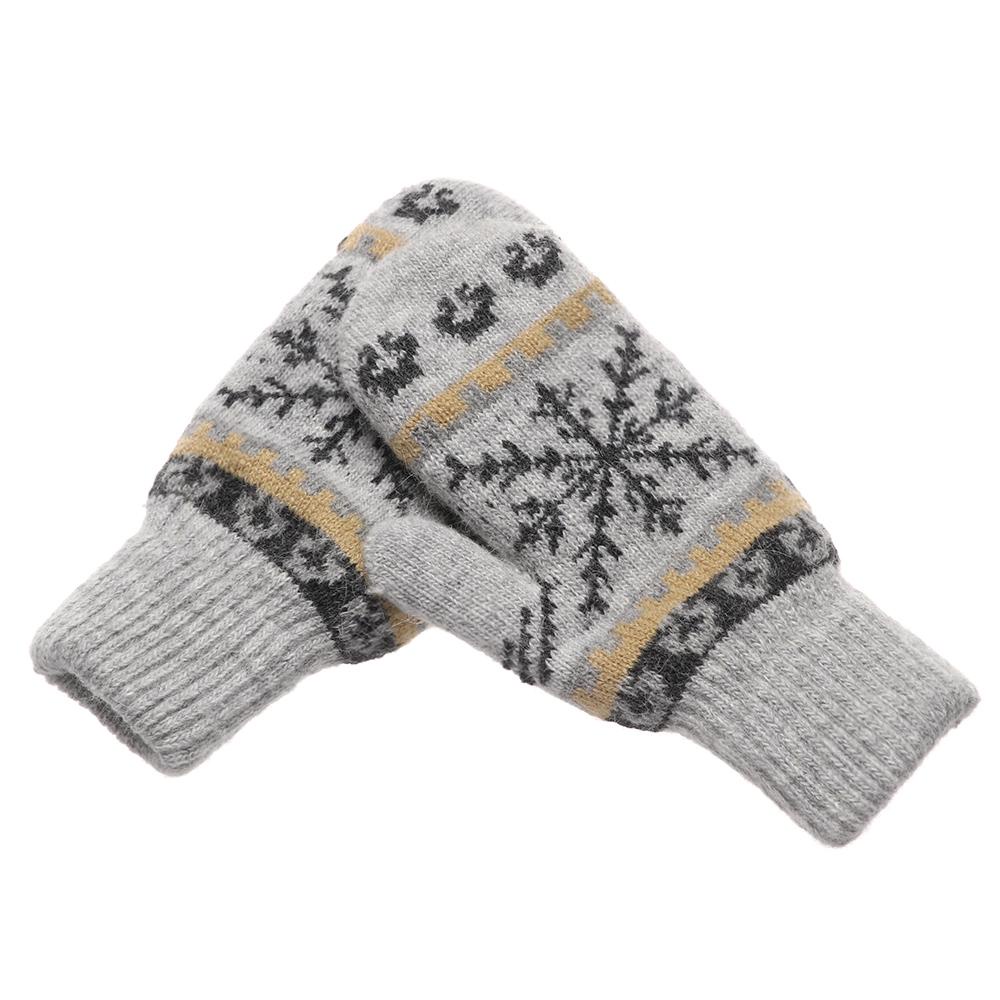 Găng Tay Dệt Kim Hoạ Tiết Bông Tuyết Cho Nữ