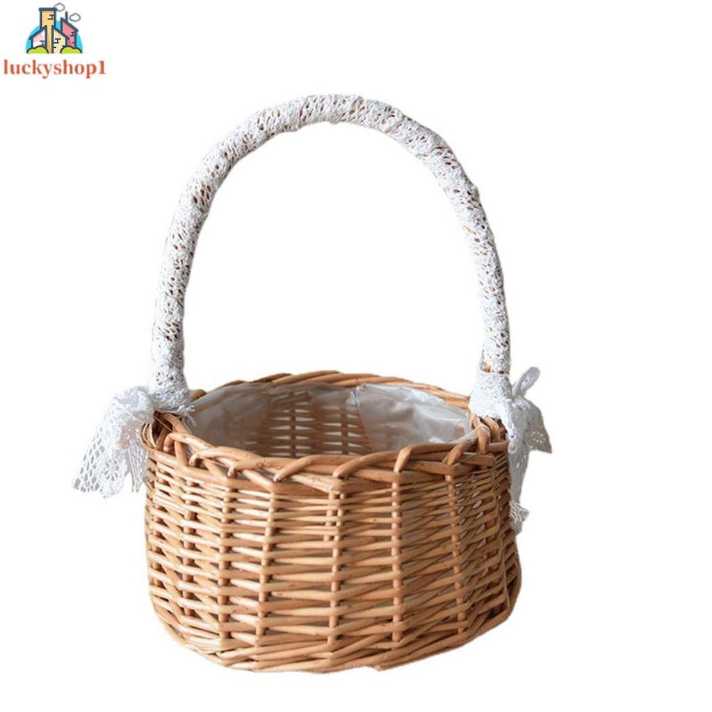 Giỏ Mây Đựng Hoa / Trái Cây Xinh Xắn Tiện Dụng Khi Đi Dã Ngoại