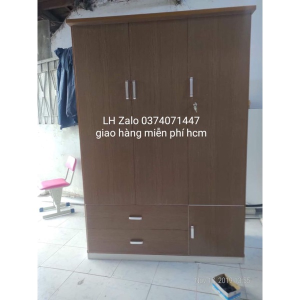 tủ nhựa đài loan 3 cánh màu vân gỗ